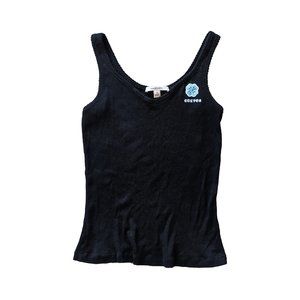 Carven Embroidered Black Flower Tank Top